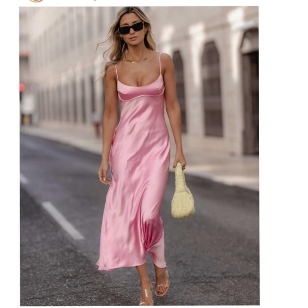 ZARA Silk Effect Pink Dress